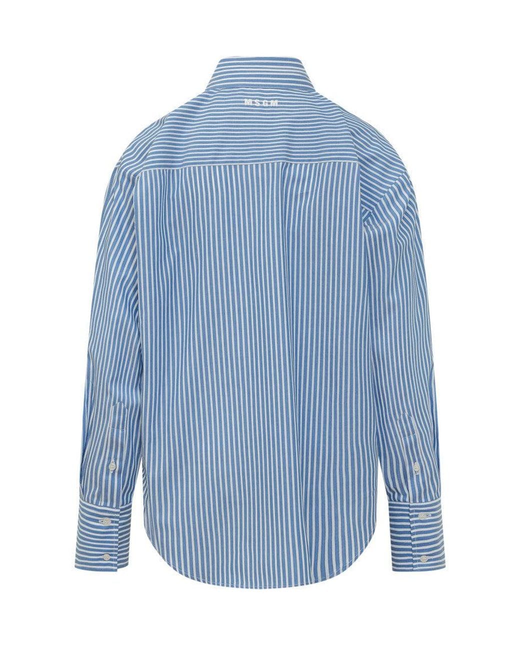 MSGM Blue Logo Stripes Shirt