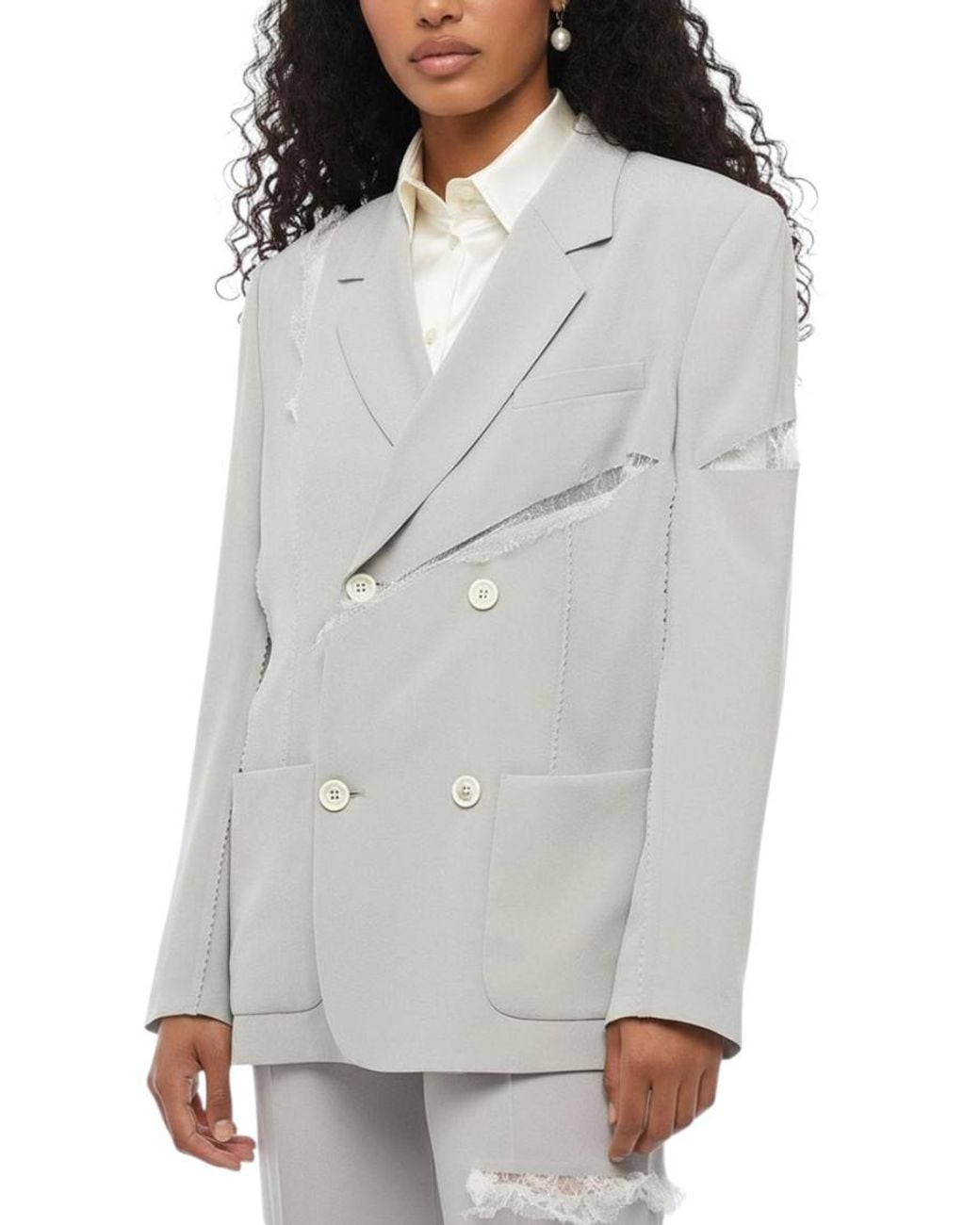 Undercover Gray Solid Notched Lapel Blazer
