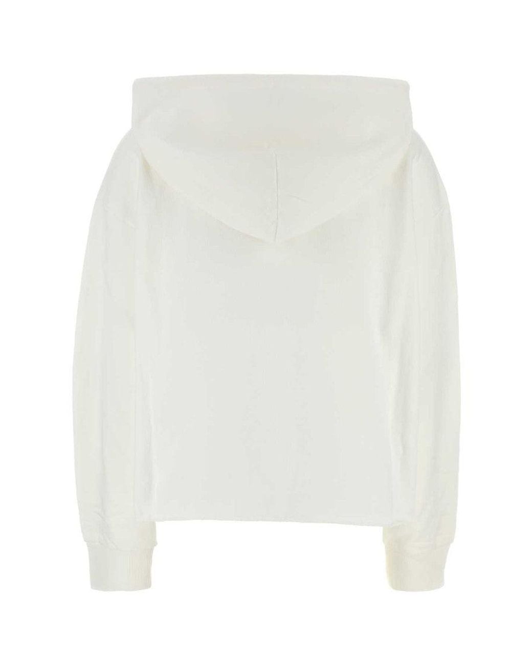 MM6 by Maison Margiela White Long Sleeves Printed Hoodie