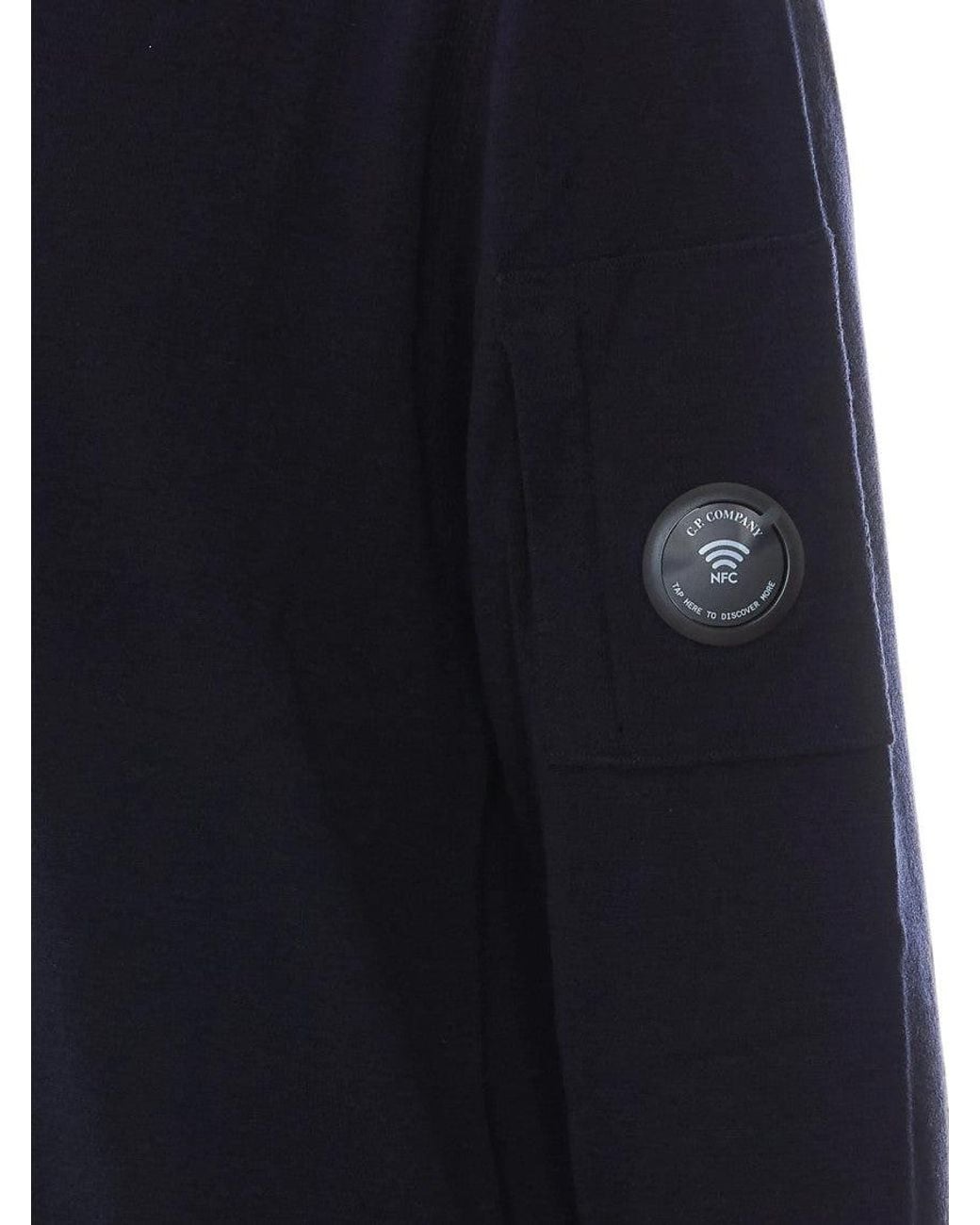 C P Company Blue Logo Crew Neck Sweater for men