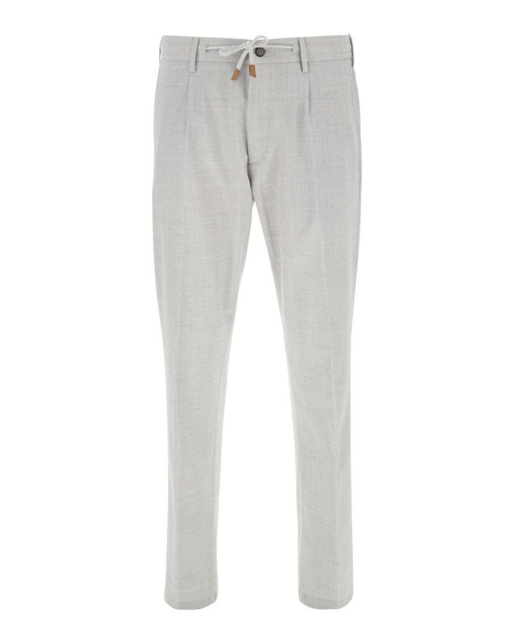 Eleventy Gray Slim Drawstring Trousers for men