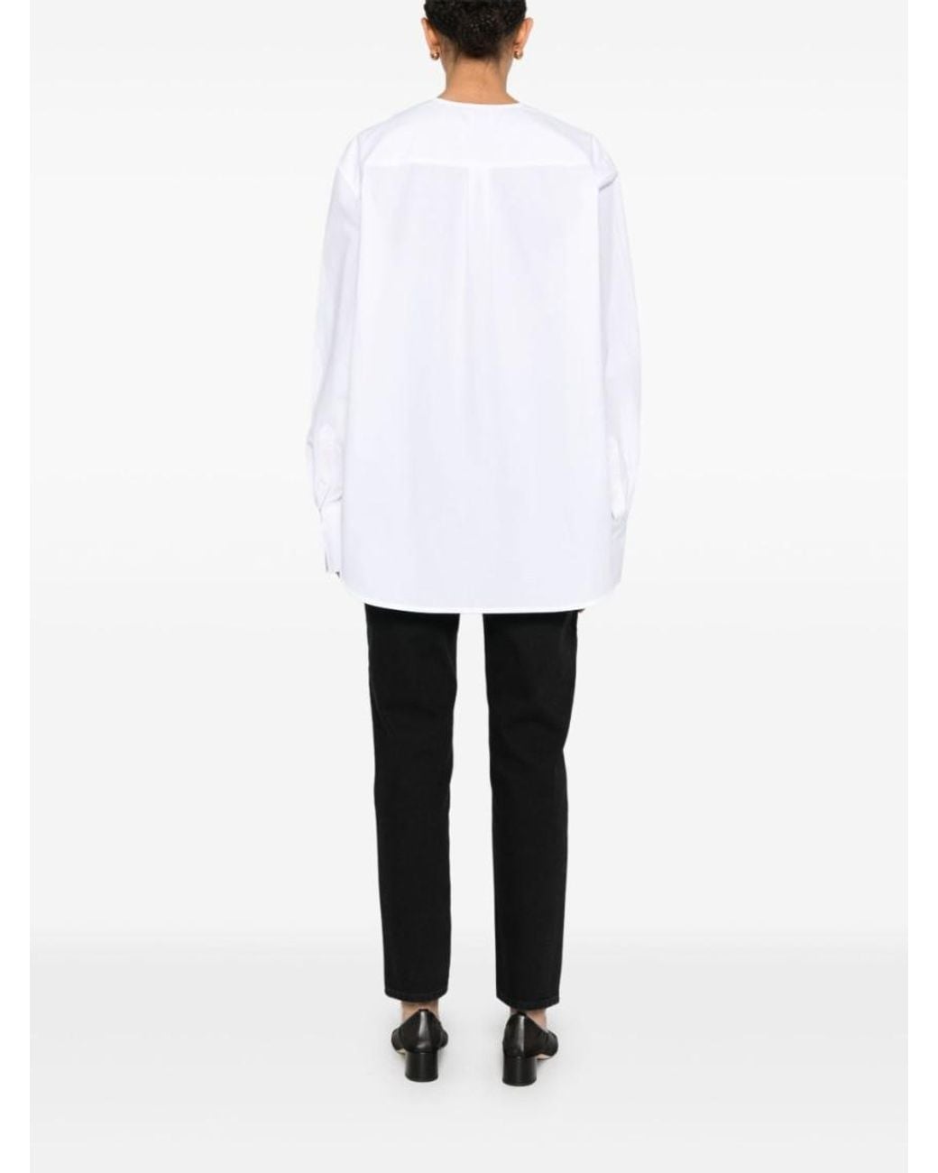 Totême White Cotton V-Necked Blouse