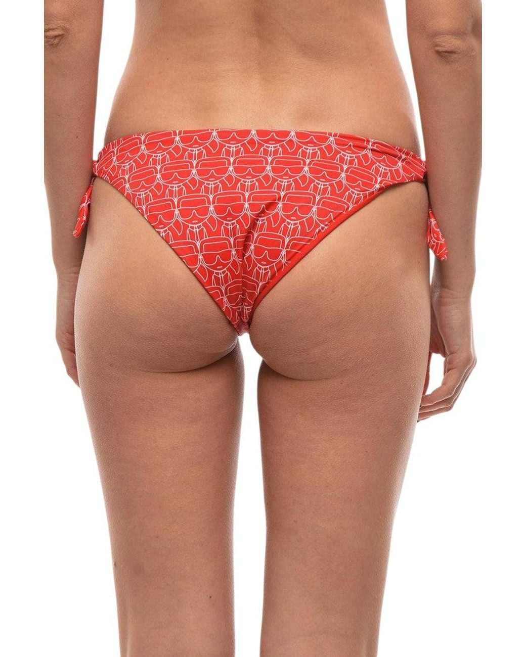 Karl Lagerfeld Red Logo Bikini Bottom Swimwear