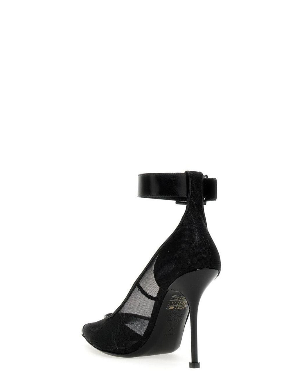 McQueen Black Pointed Toe Heels