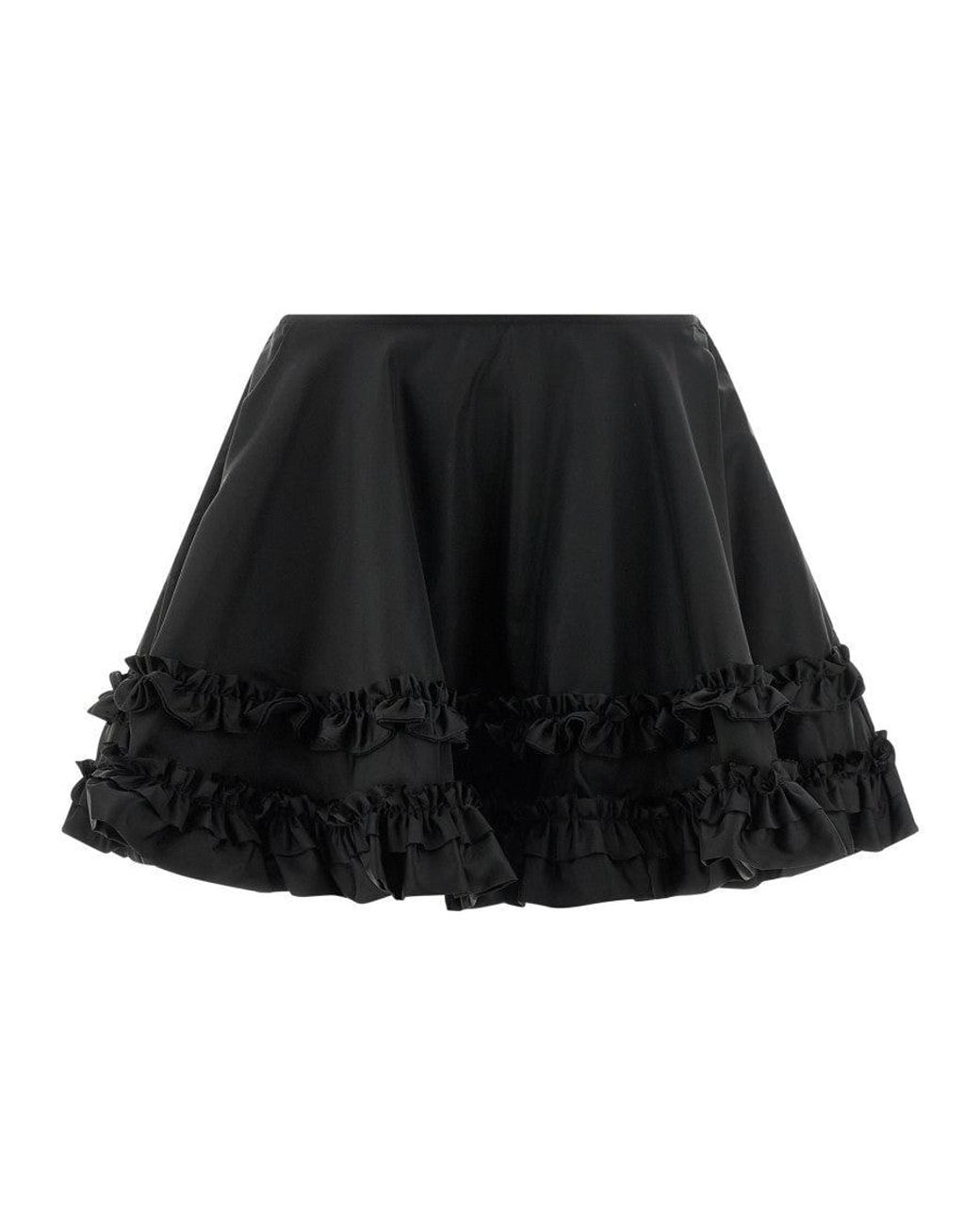 Ganni Black 'Duchesse Nylon Mini Frill' Skirt