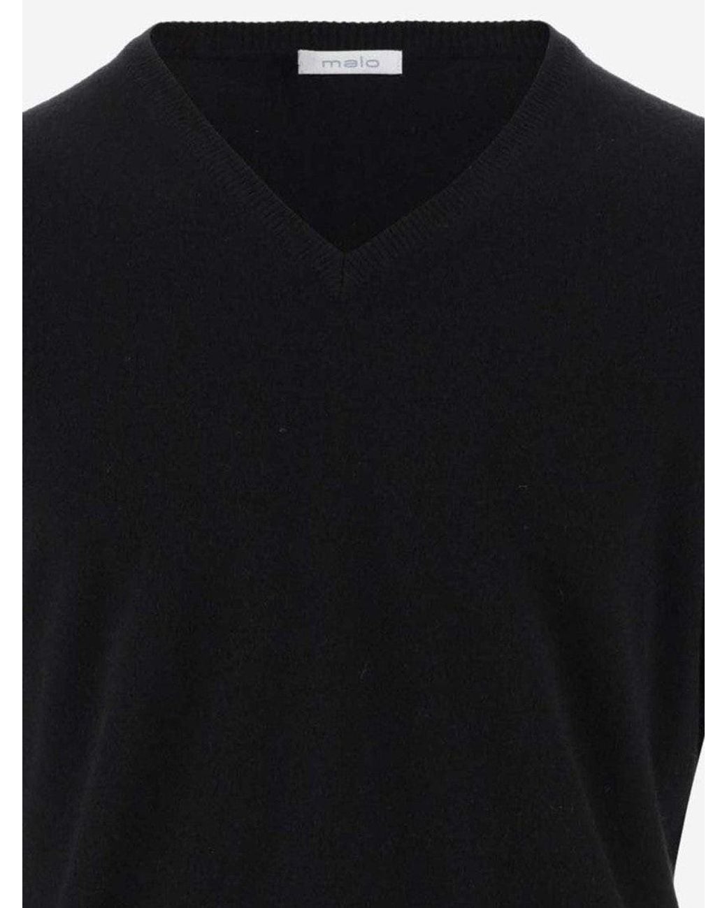 Malo Black Cashmere Sweater for men