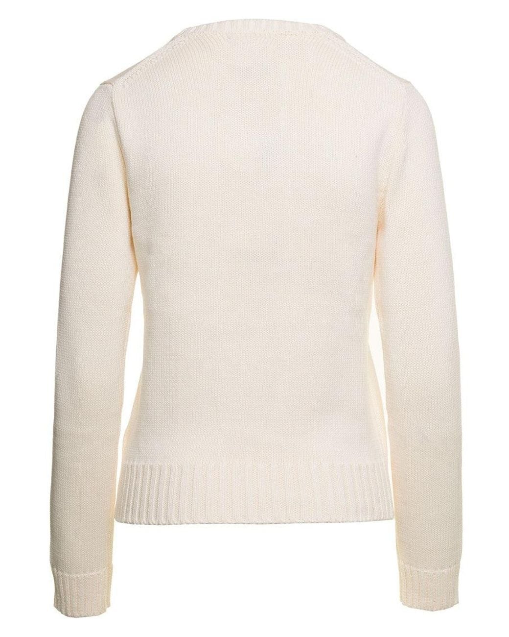 Polo Ralph Lauren White Graphic Crew Neck Sweater