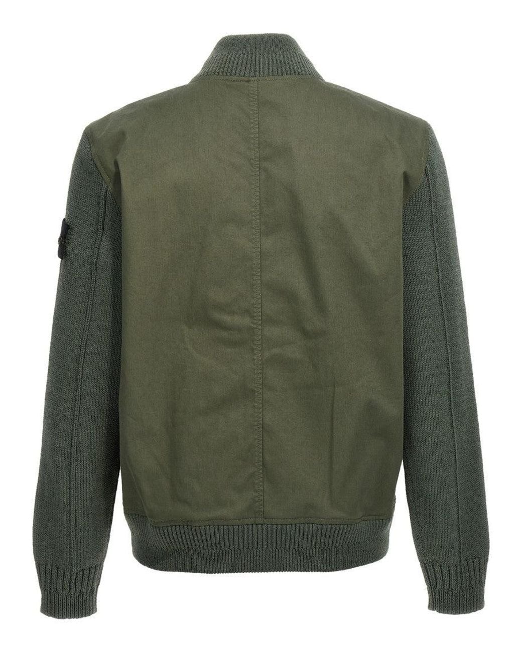Stone Island Green 'Bio Raso With Bio Alloy Light Cover Tc' Bomber Jacket for men