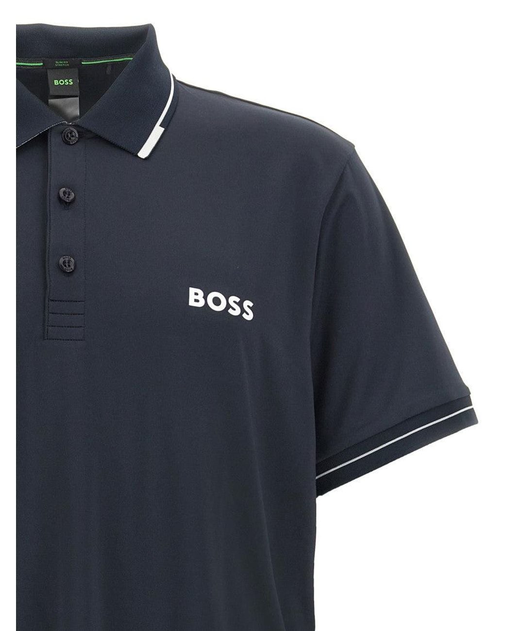Boss Blue Logo Shirt Collar Polo for men