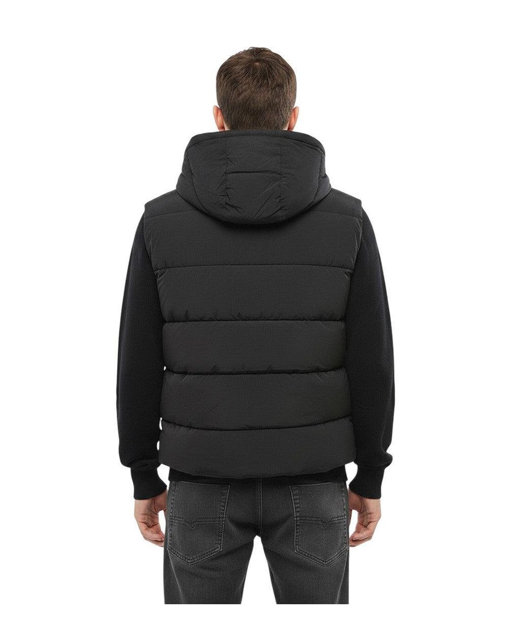 DIESEL Black Quilted Hood Jacket for men