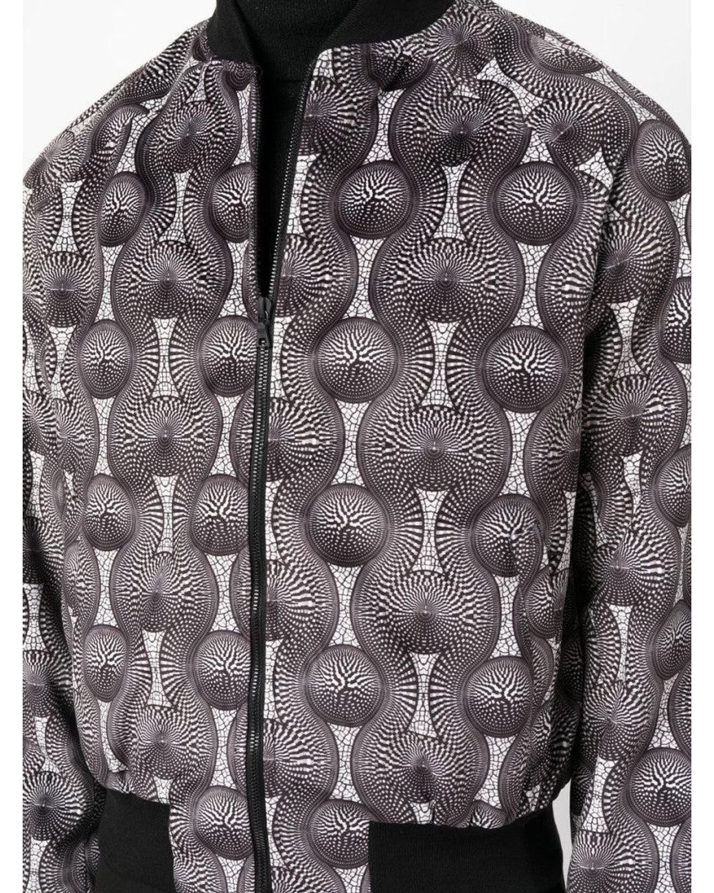 OZWALD BOATENG Gray Printed Velvet Bomber Jacket for men