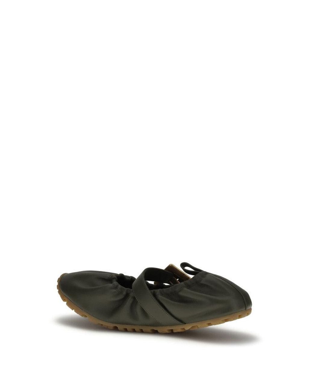 Balmain White Buckle Ballet Flats