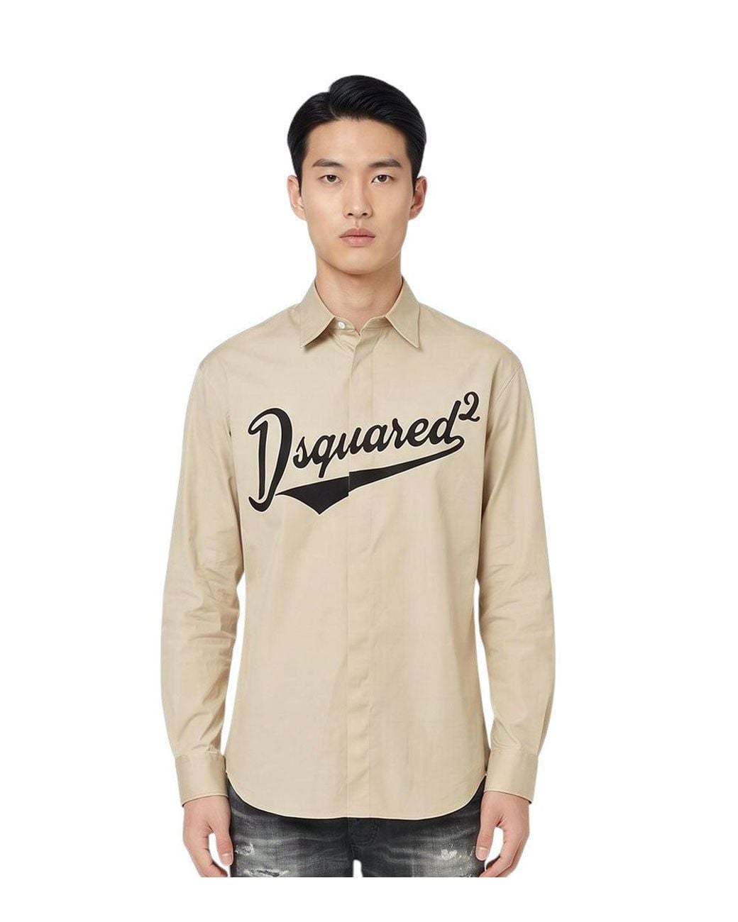 DSquared² Natural Regular Logo Shirt for men
