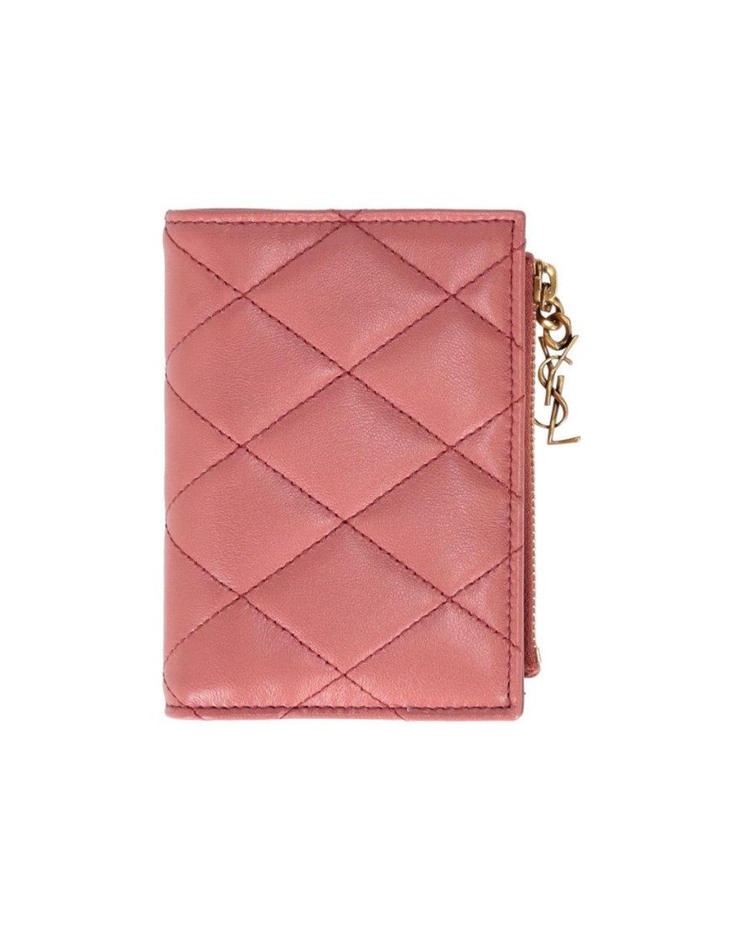 Saint Laurent Pink Quilted Wallet
