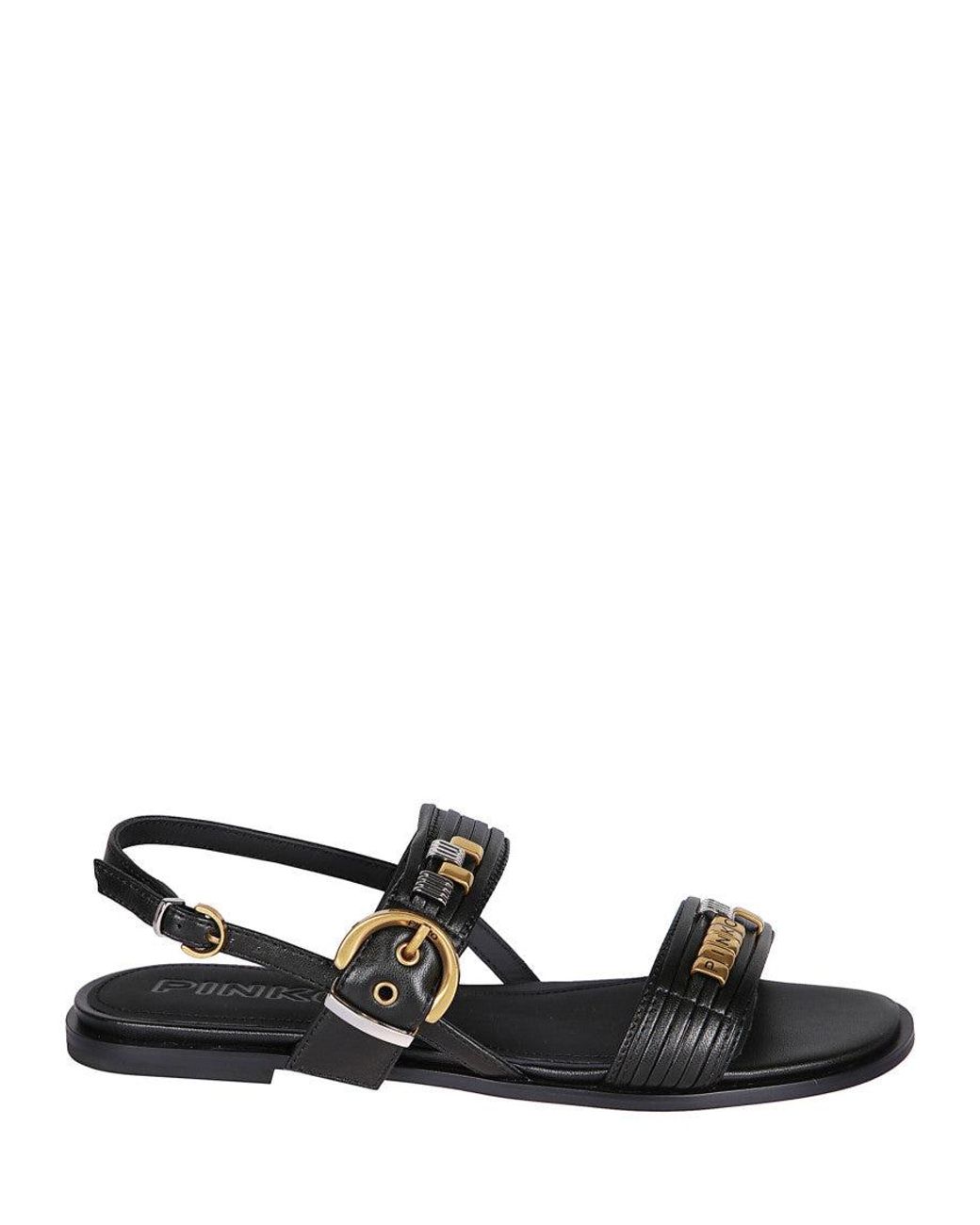 Pinko Black Logo Sandals