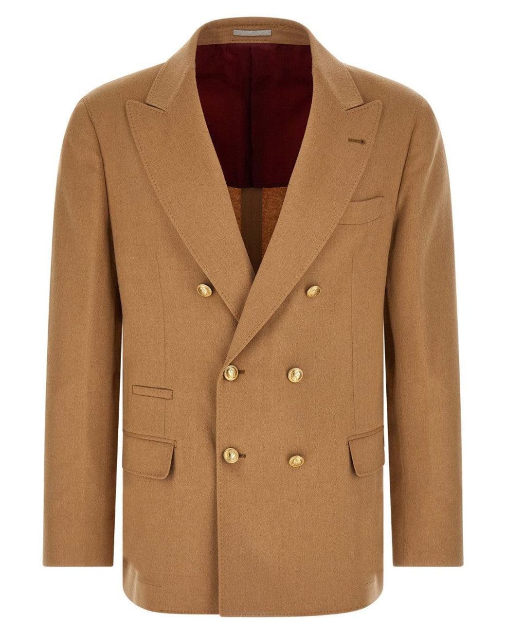 Brunello Cucinelli Brown Light Peaked Lapel Blazer for men