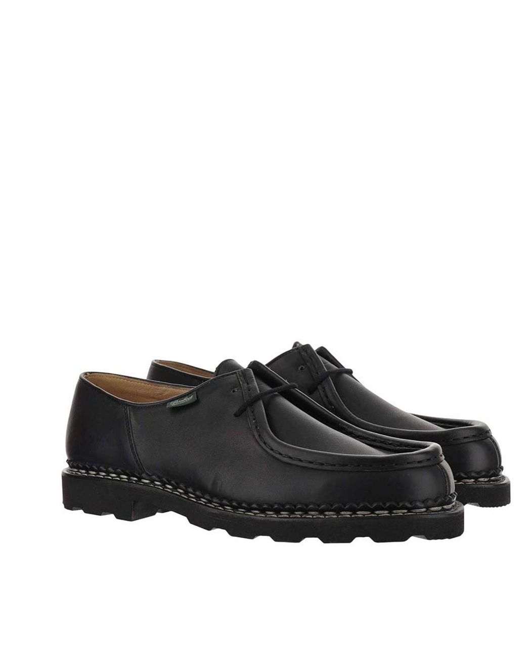 Paraboot Black Leather Lace Up Shoes for men