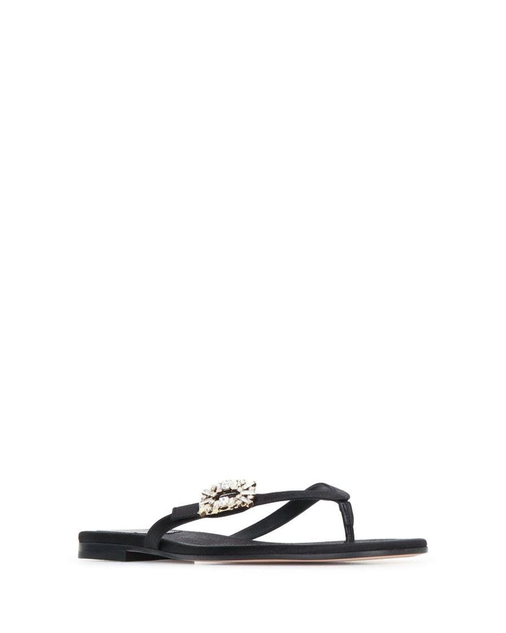 Roger Vivier Black Strass Mini Slides Flat