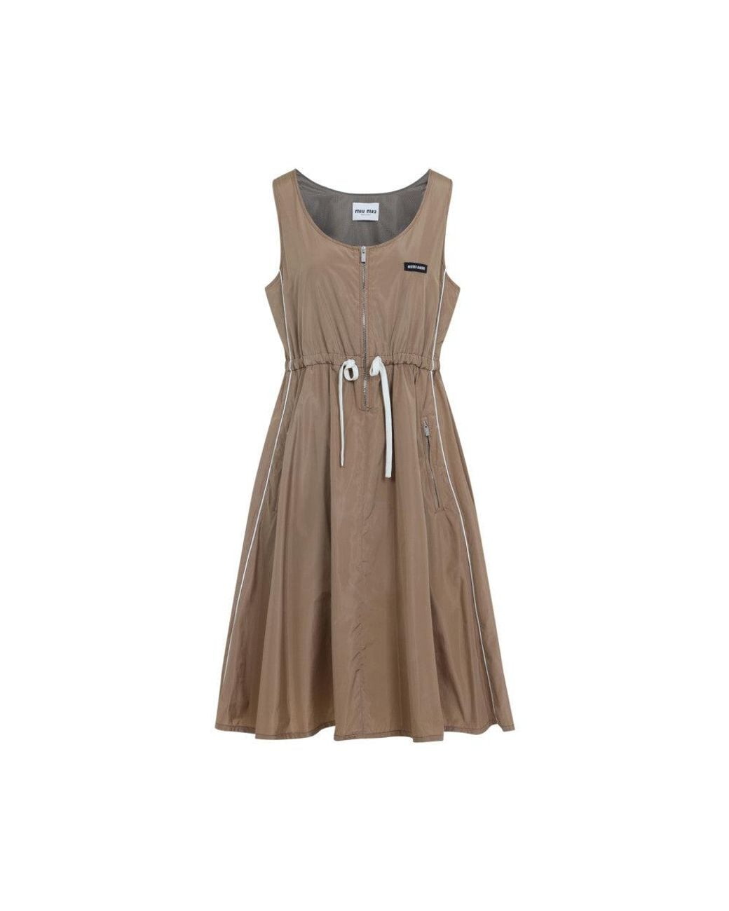 Miu Miu Brown Logo Sleeveless Mini Dress