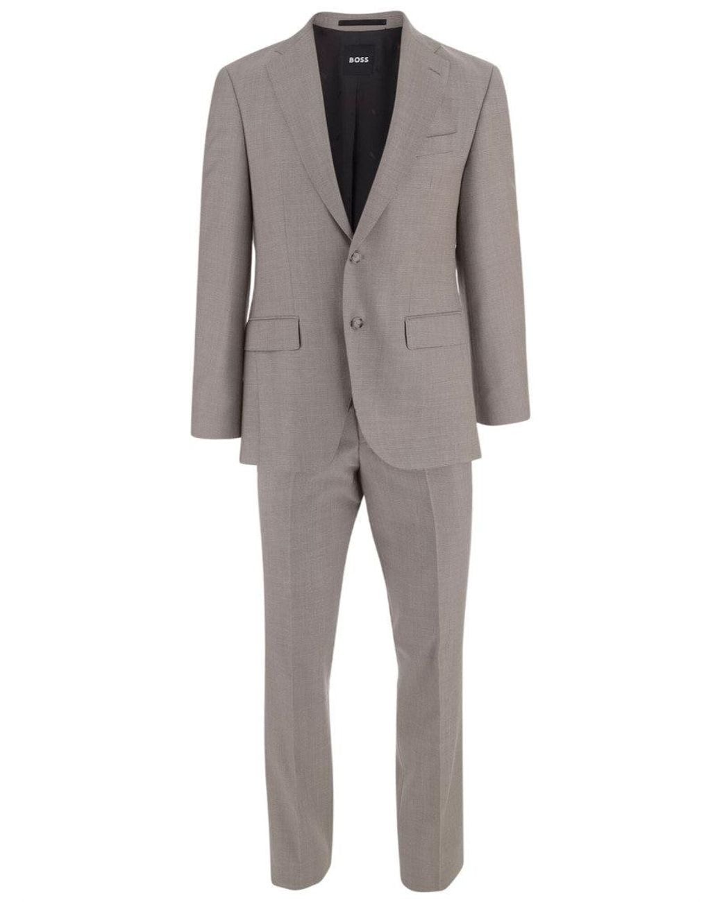 Boss Gray Notched Lapel Suit for men