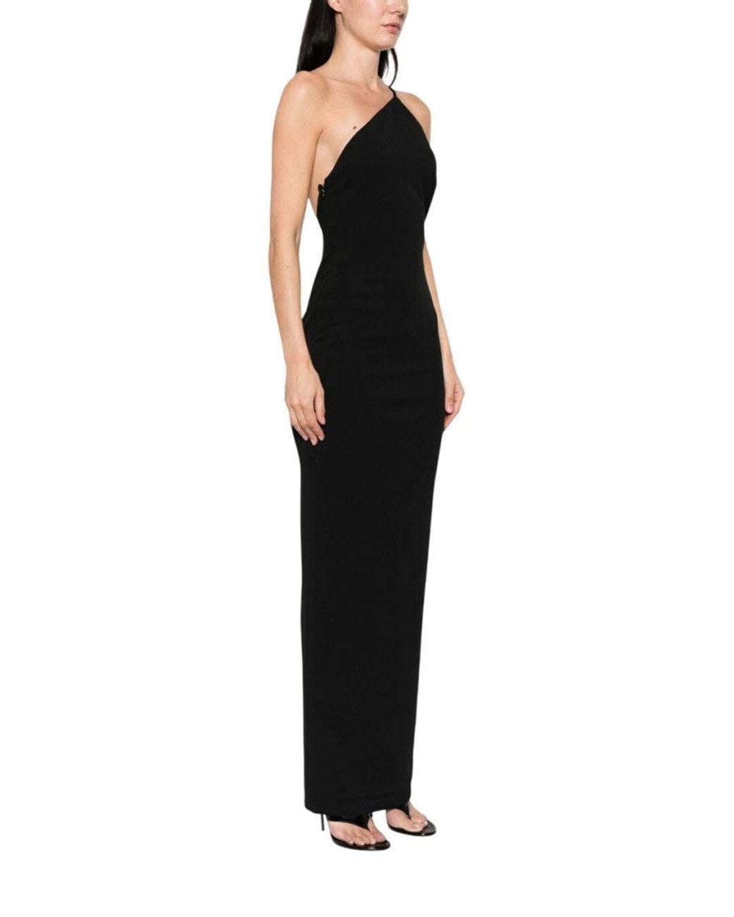 Solace London Black One-Shoulder Maxi Dress