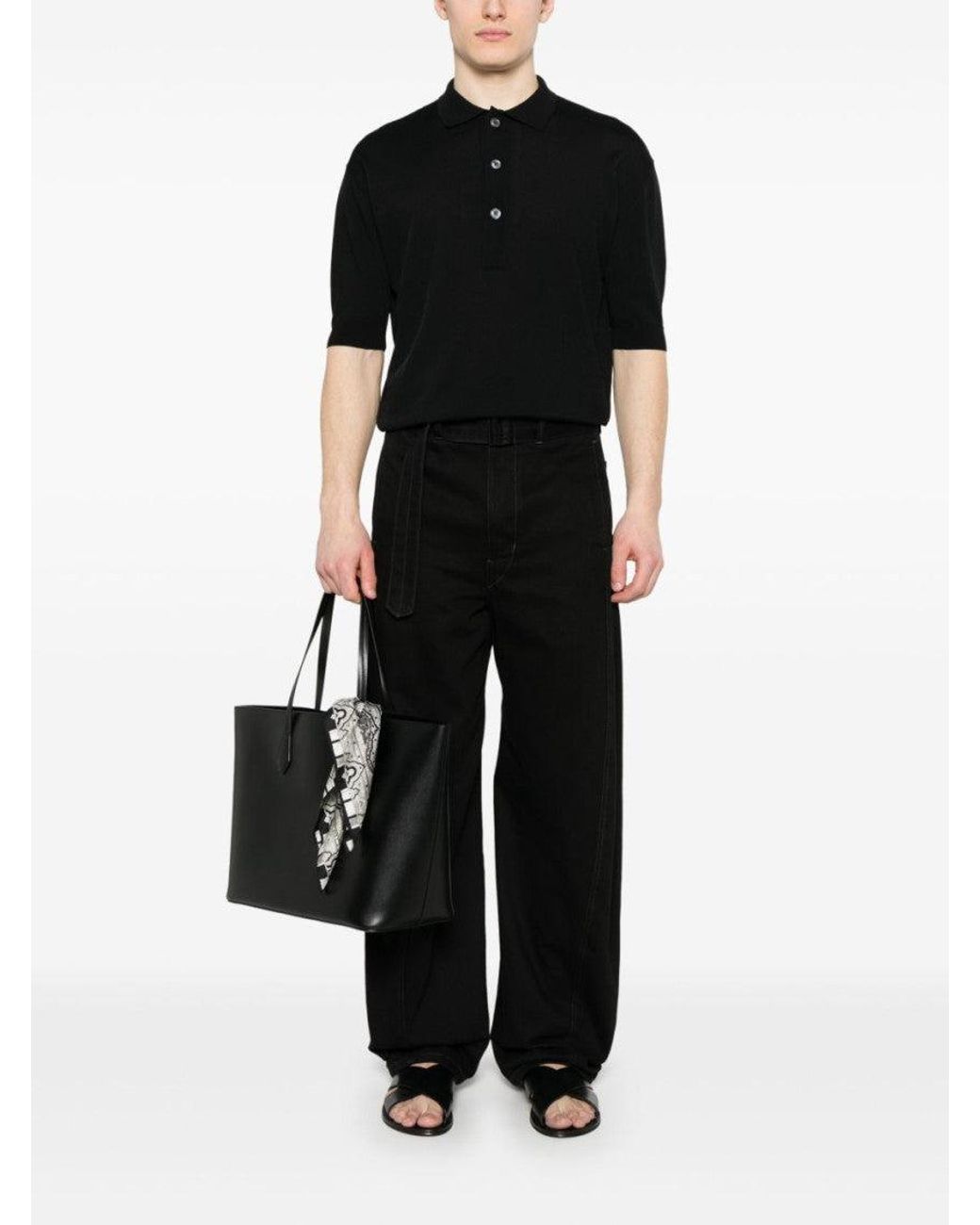 Lardini Black Cotton Blended Polo for men