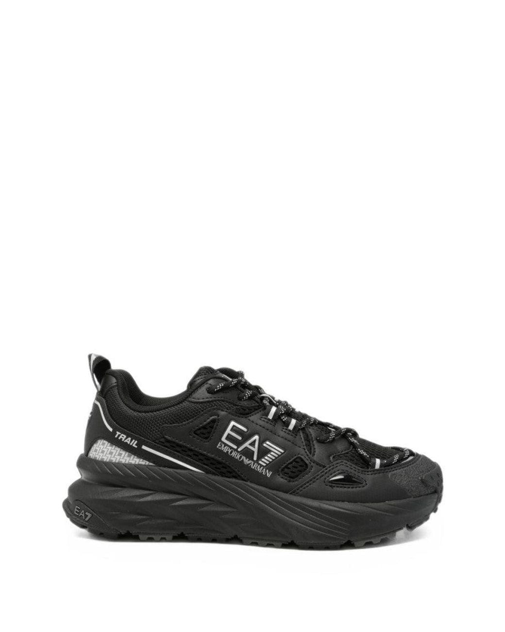 EA7 Black Logo Trail Sneakers for men