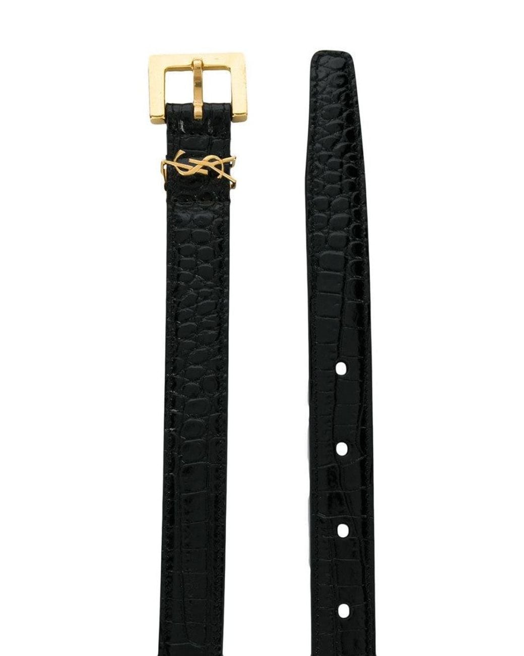 Saint Laurent Black Cassandre Leather Belt