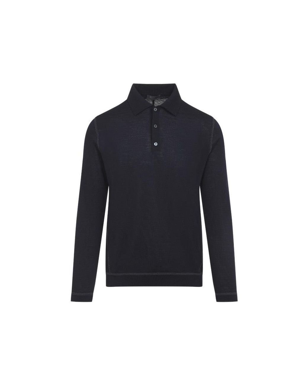 Prada Blue Solid Polo Sweater for men