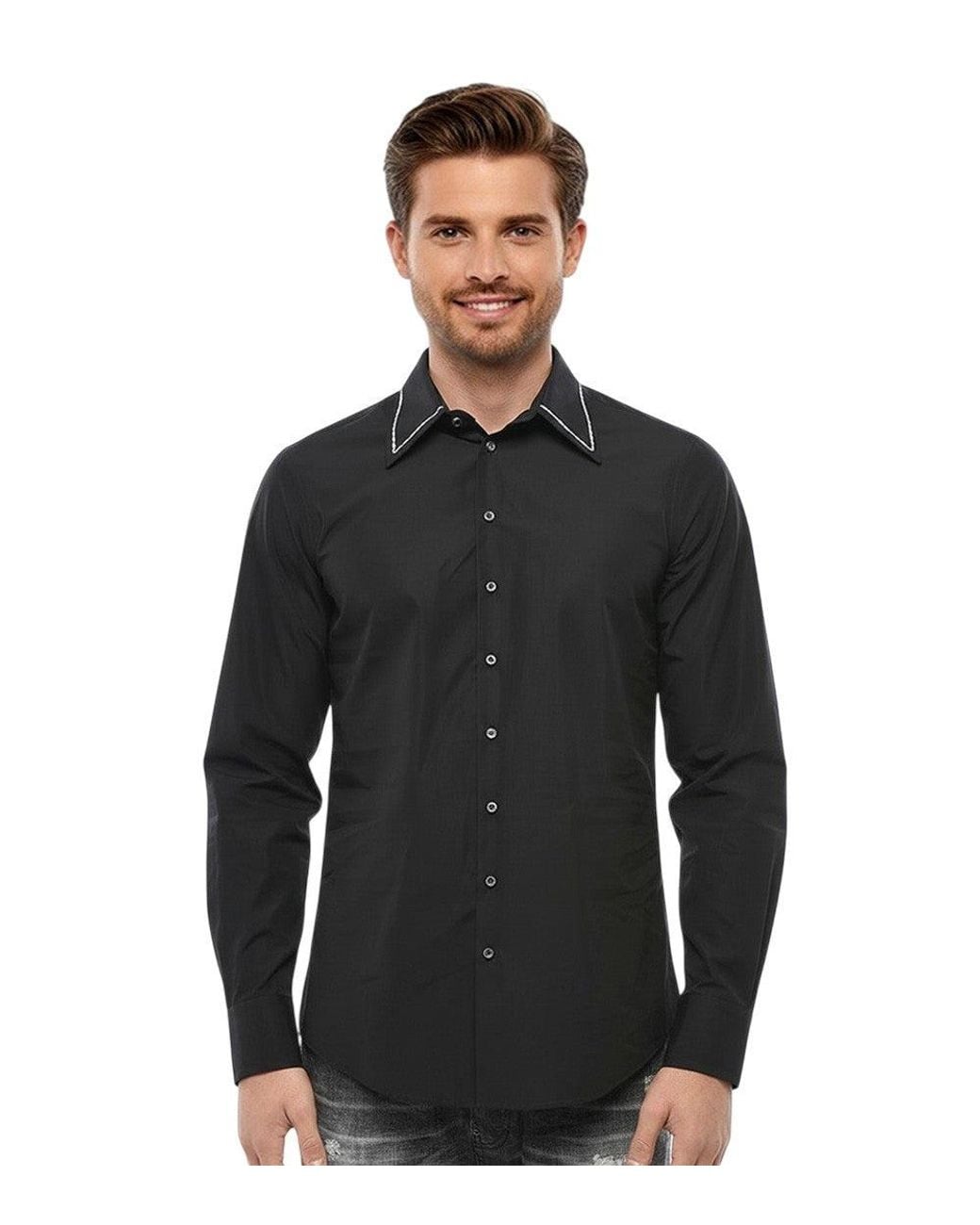 DSquared² Black Slim Solid Shirt for men
