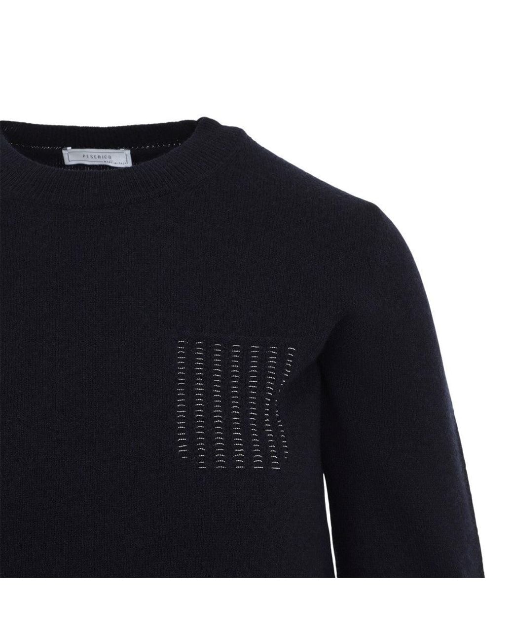 Peserico Blue Logo Crew Neck Sweater