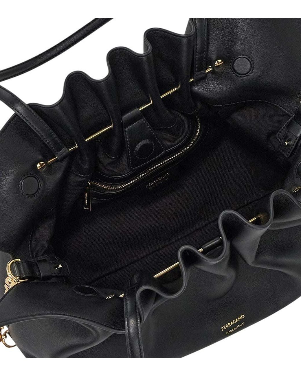 Ferragamo Black Dark Soft Medium Shoulder Bag