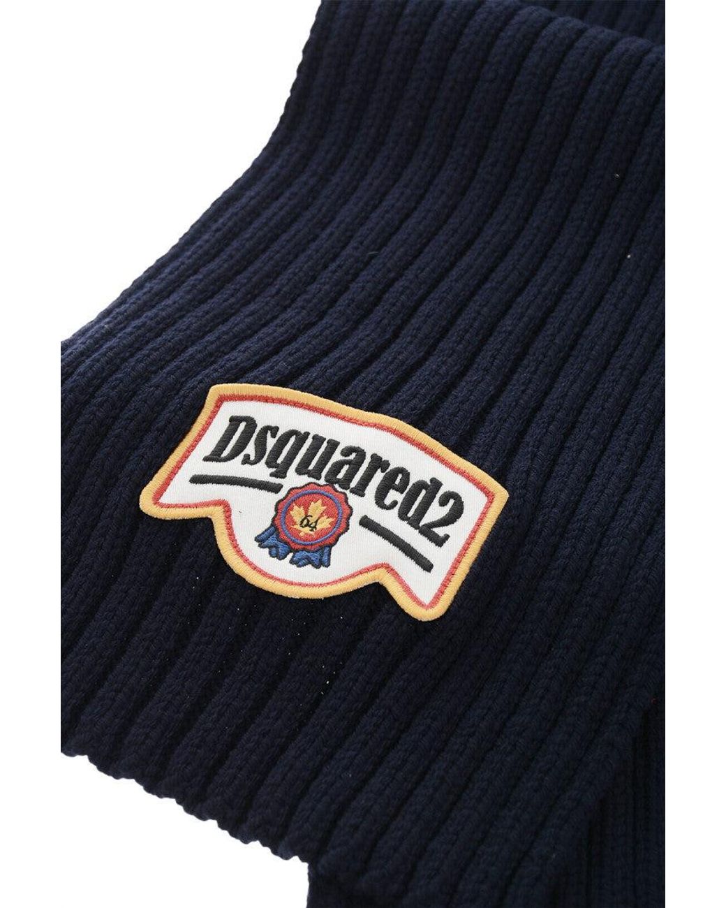 DSquared² Black Knitted Logo Scarf for men