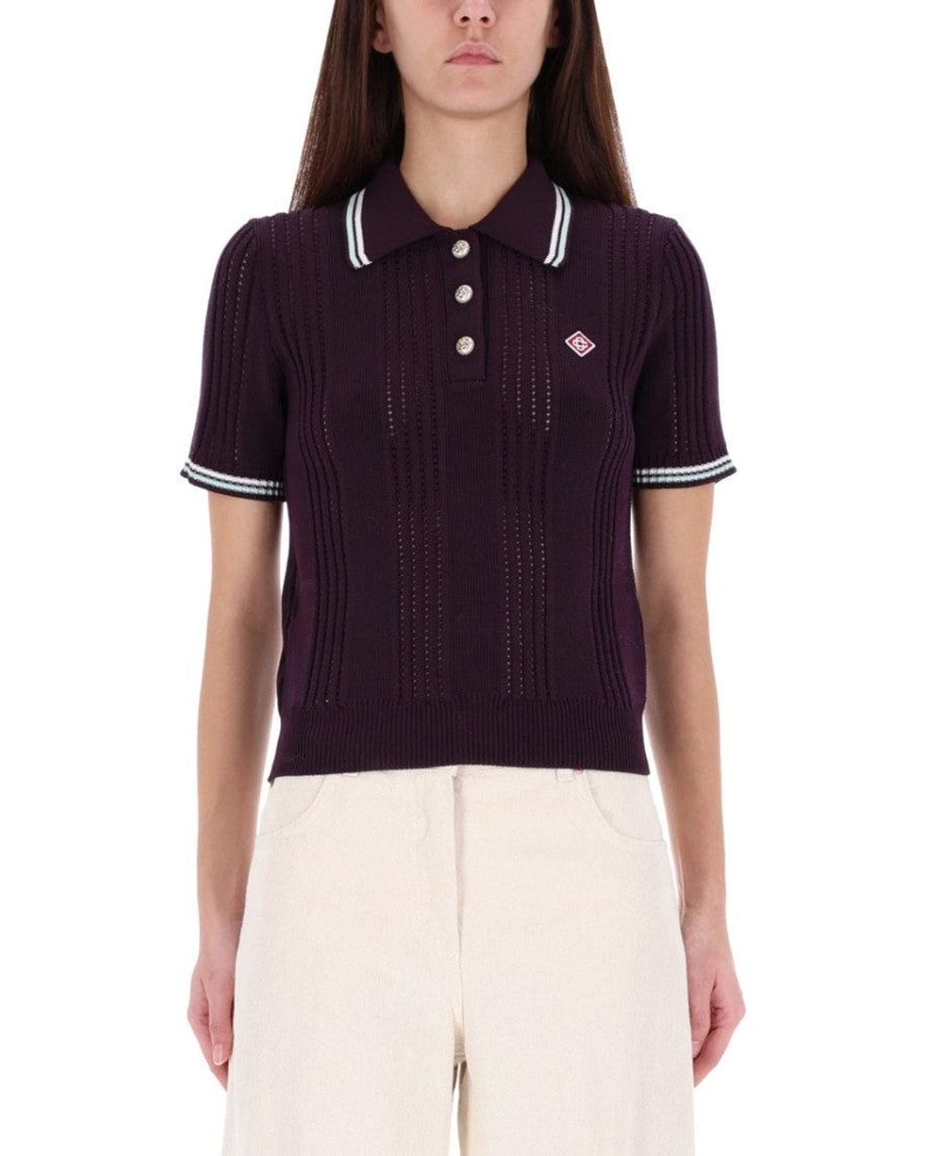 Casablanca Blue Textured Shirt Collar Polo