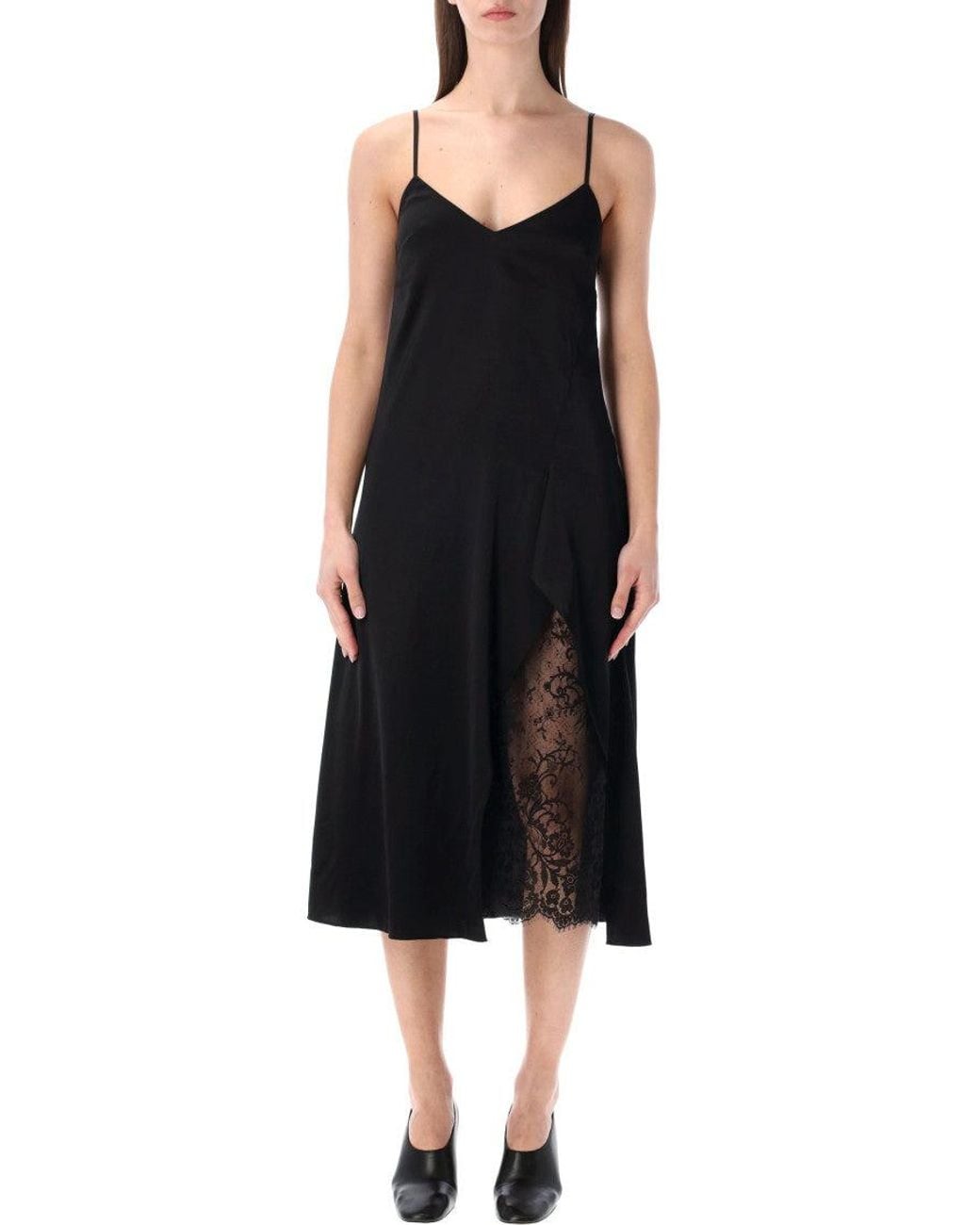 Acne Black Satin Slip Dress