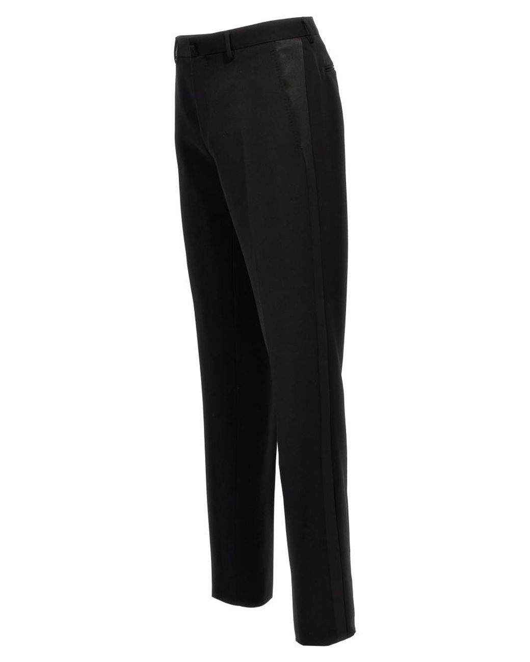 Lanvin Black Tailored Wool Tuxedo Pants for men