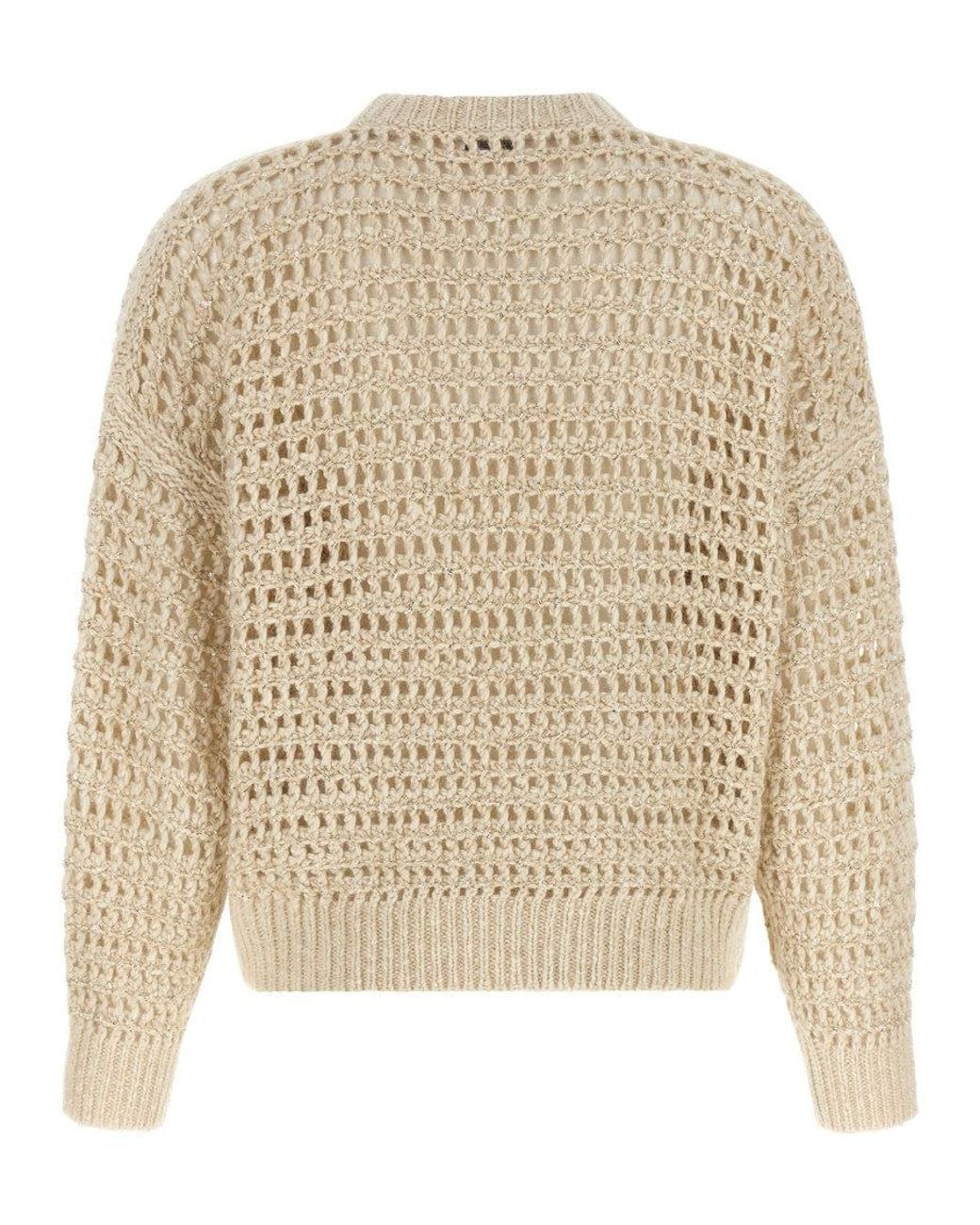 Brunello Cucinelli Natural Knitted Crew Neck Sweater