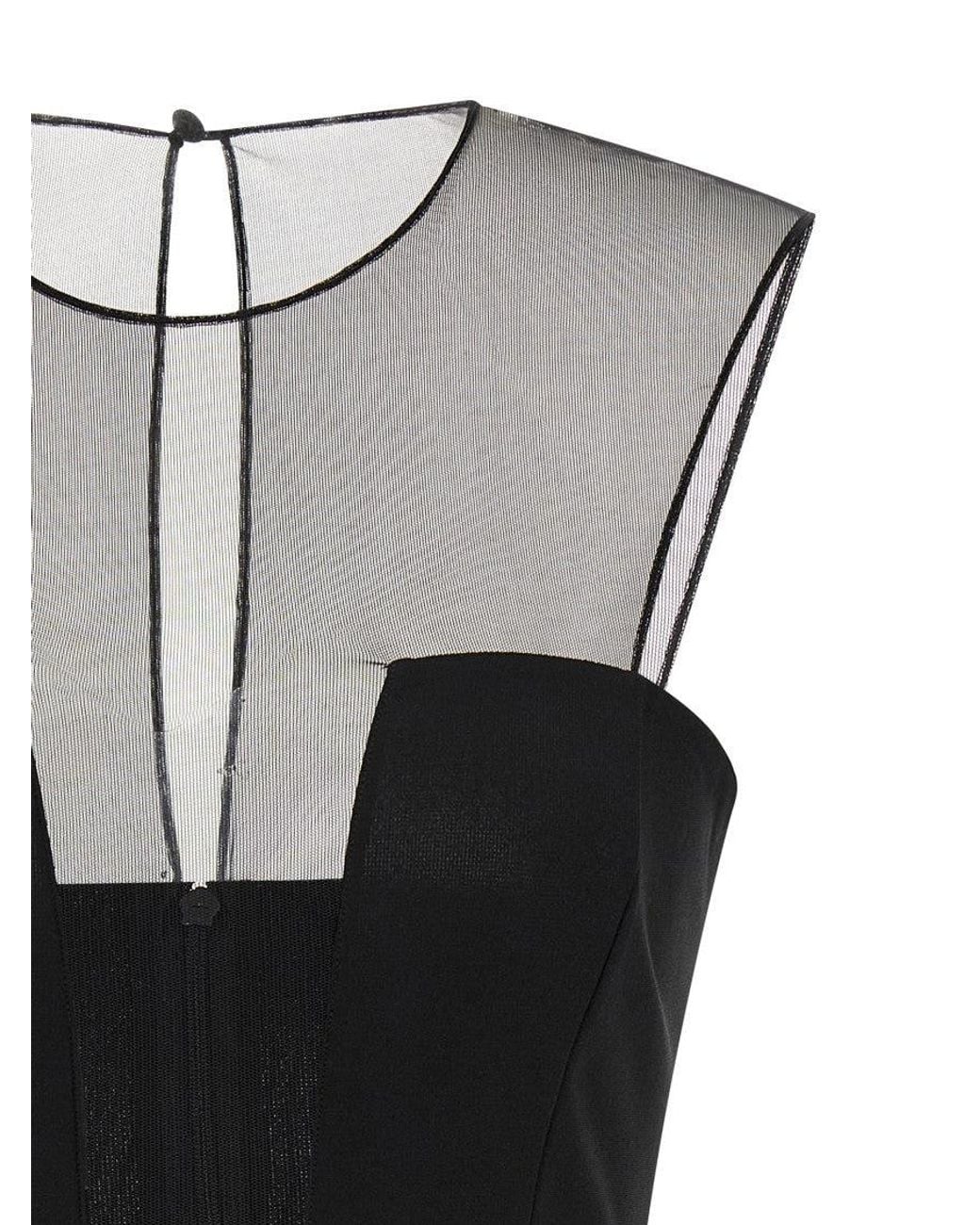 Nensi Dojaka Black Tulle Insert Dress