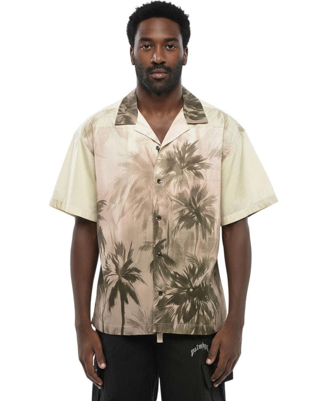 Palm Angels Natural Graphic Print Shirt for men