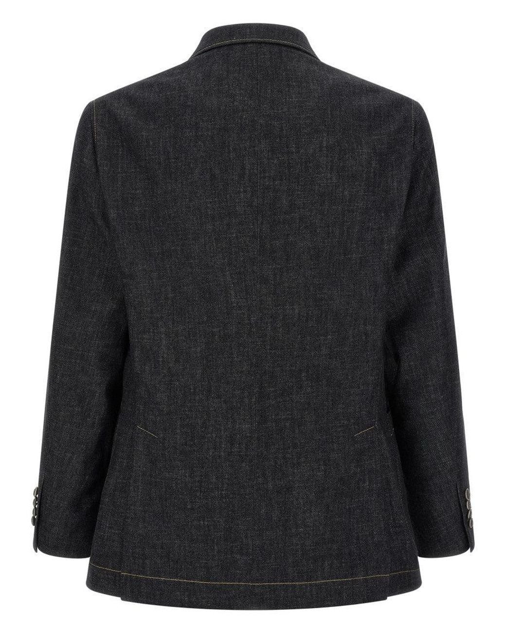 Brunello Cucinelli Black Dark Peaked Lapel Blazer for men