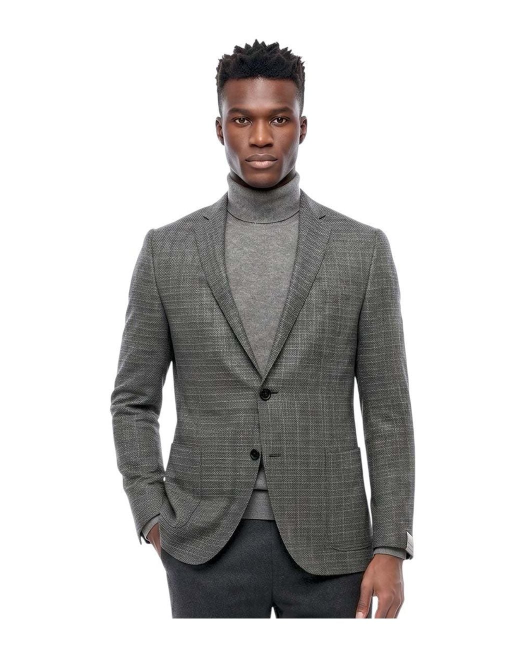 Corneliani Gray Notched Lapel Blazer for men