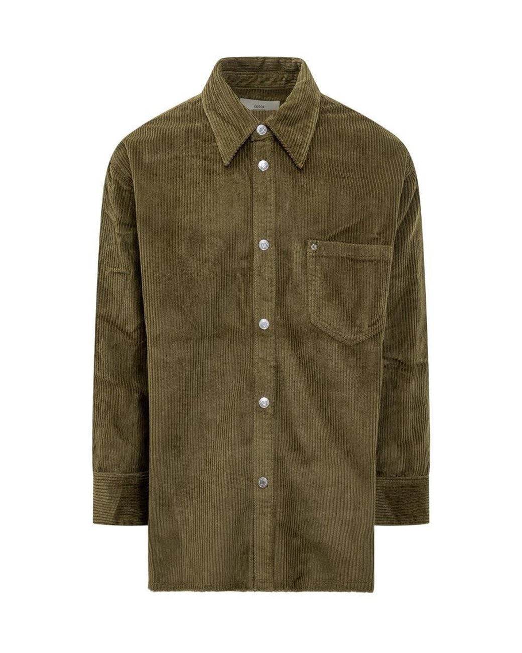 AMI Green Regular Solid Shirt for men