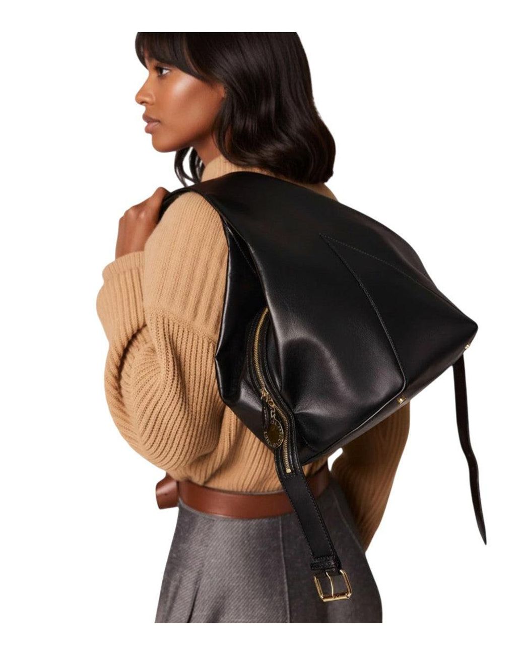 Stella McCartney Black Appaloosa Medium Bucket Bag