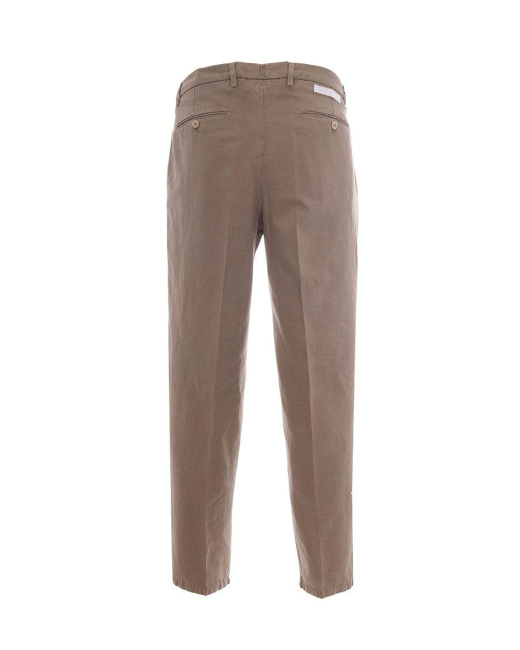 BRIGLIA Gray Regular Flat Front Pants for men