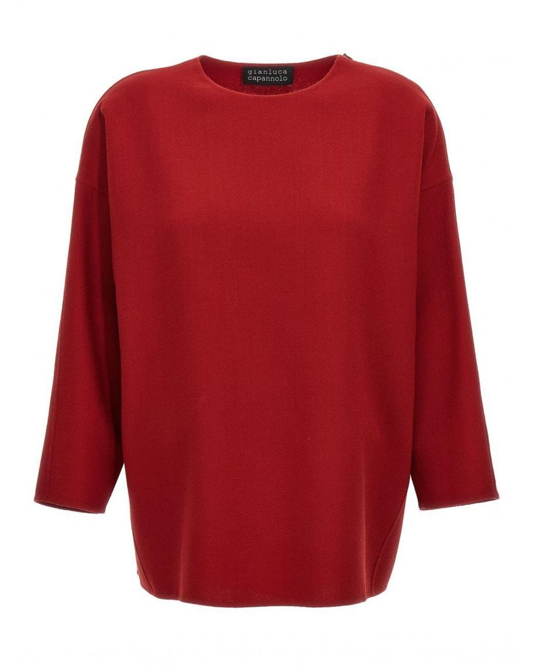 Gianluca Capannolo Red Wool Crewneck Zip Shoulder Top
