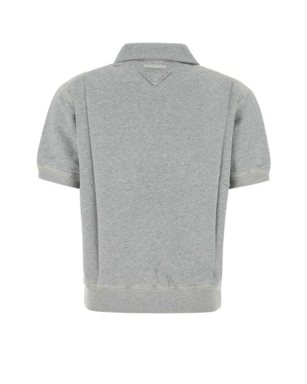 Prada Gray Shirt Sleeves Logo Polo