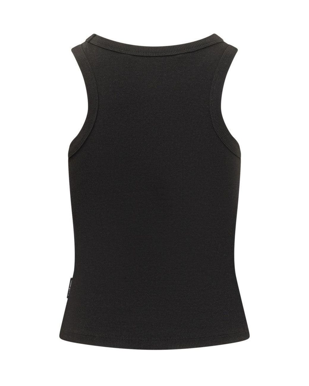 Palm Angels Black Logo Round Neck Top