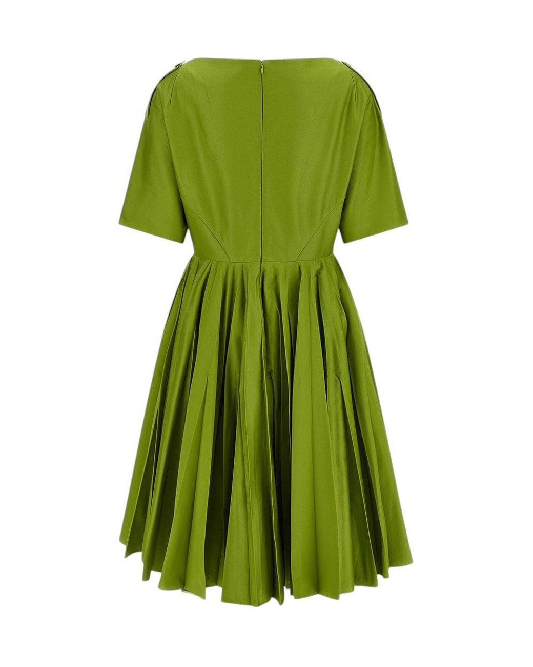 Prada Green Boat Neck Knee Length Dress