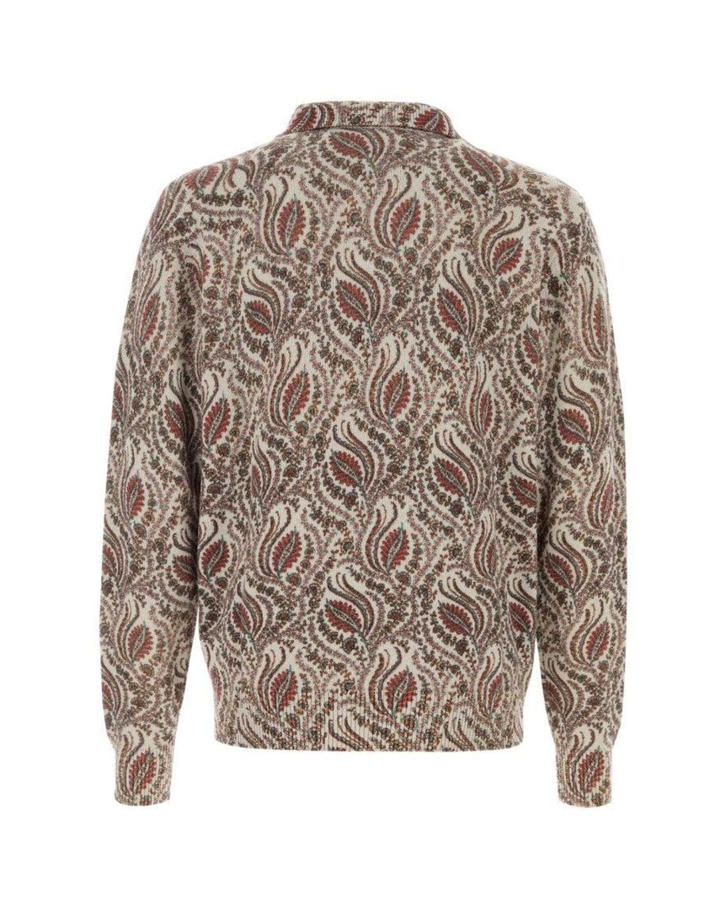 Etro Brown Paisley Shirt Collar Polo for men