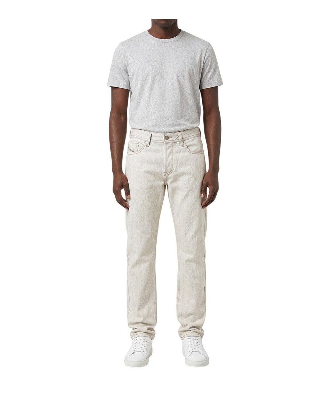 DIESEL Gray Straight Mid Rise Jeans for men